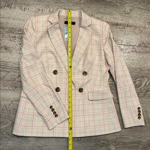 Ann Taylor 2P Double-Breasted Plaid Blazer.